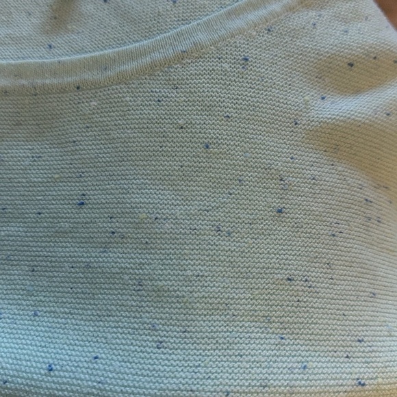 Talbots light aqua speckled ruffle hem 3/4 sleeves spring cotton blend sweater L - Picture 6 of 8